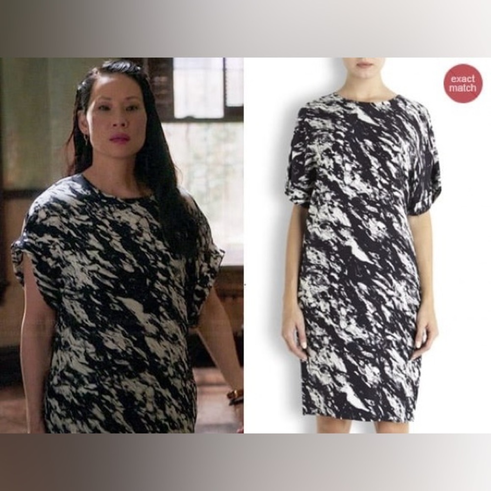 BY MALENE BIRGER Aselloi Printed Silk Short Sleeve‎ Dress Size 32 (US 2)